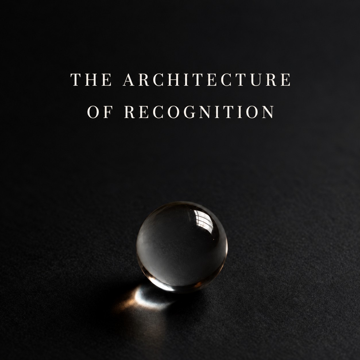 Architecture of Recognition by C A I, a clear glass sphere on black